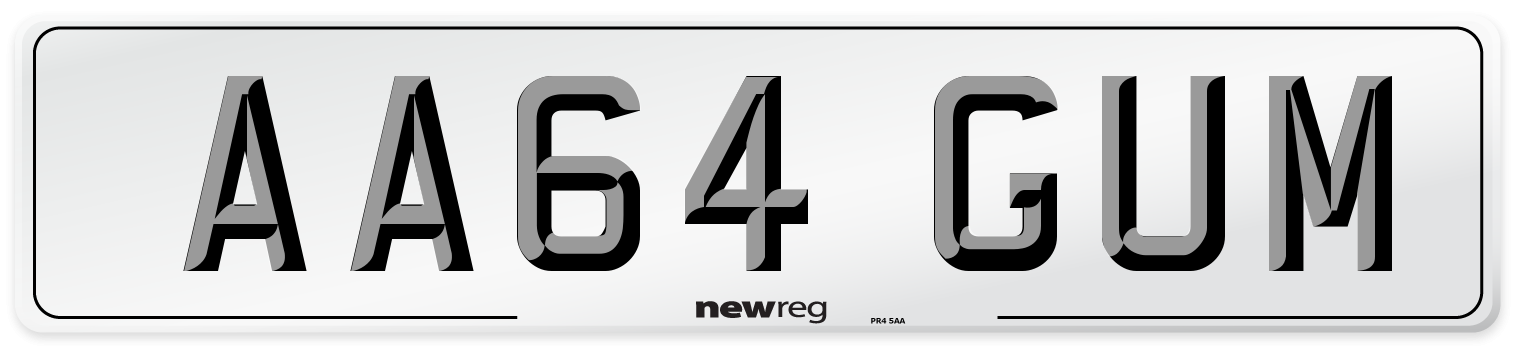 AA64 GUM Number Plate from New Reg